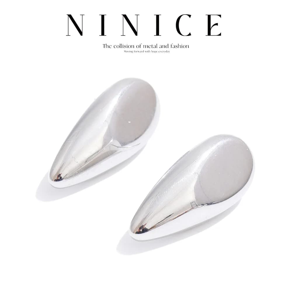 NiNice Stainless Steel Water Drop Stud Earrings Anti Allergic Metal Minimalist Fashion Daily Jewelry for Women