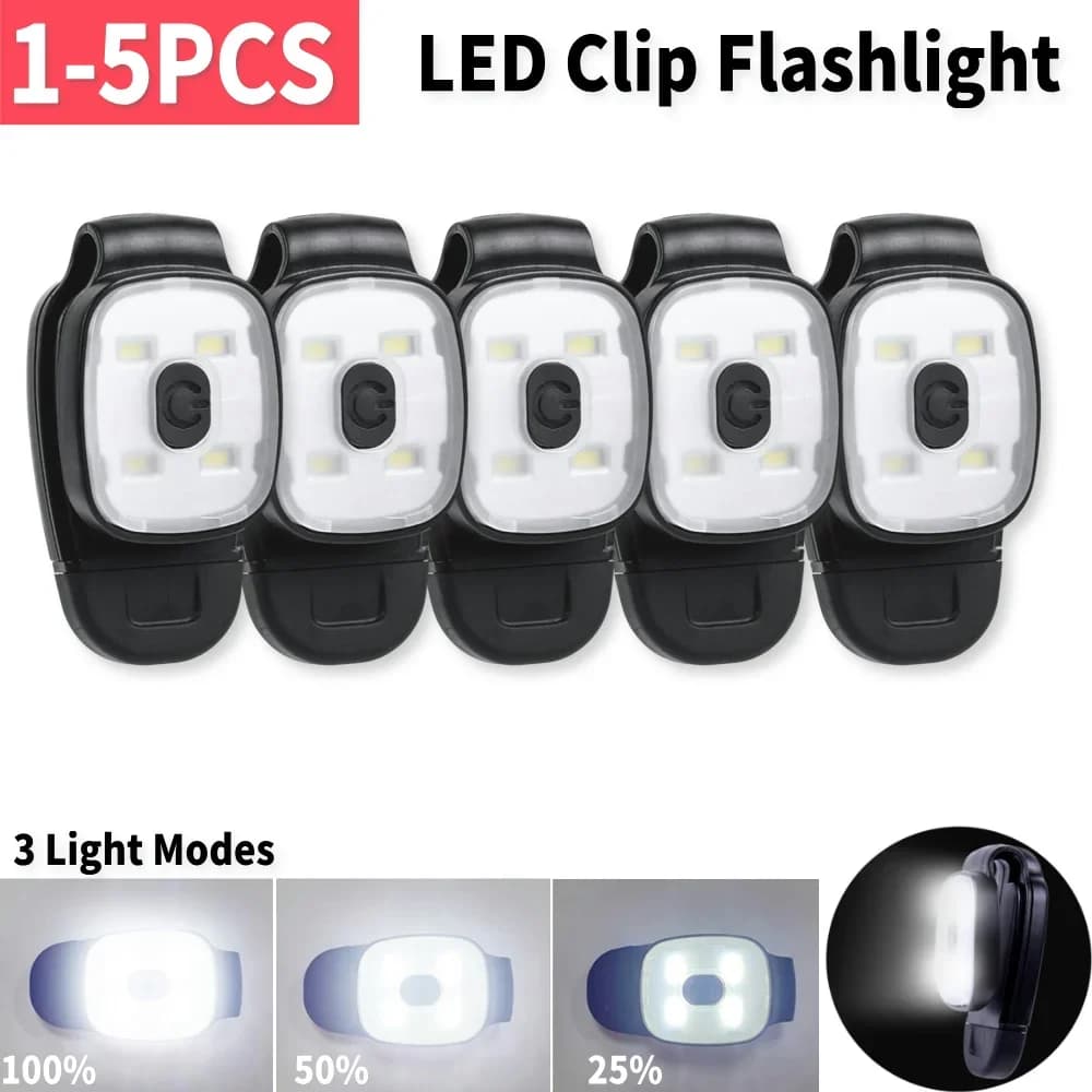LED Clip Flashlight 3 Lighting Mode LED Clip Lamp Rechargeable via USB Security Warning Running Lights for Night Fishing