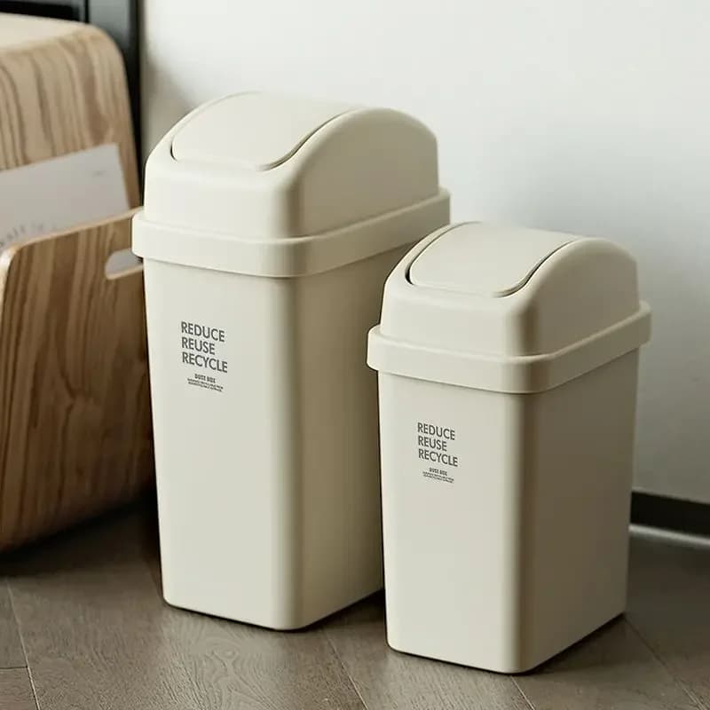 Japanese Style Trash Can Creative Home with Lid Kitchen Bathroom Toilet Classification Office Living Room Waste Recycle Bucket