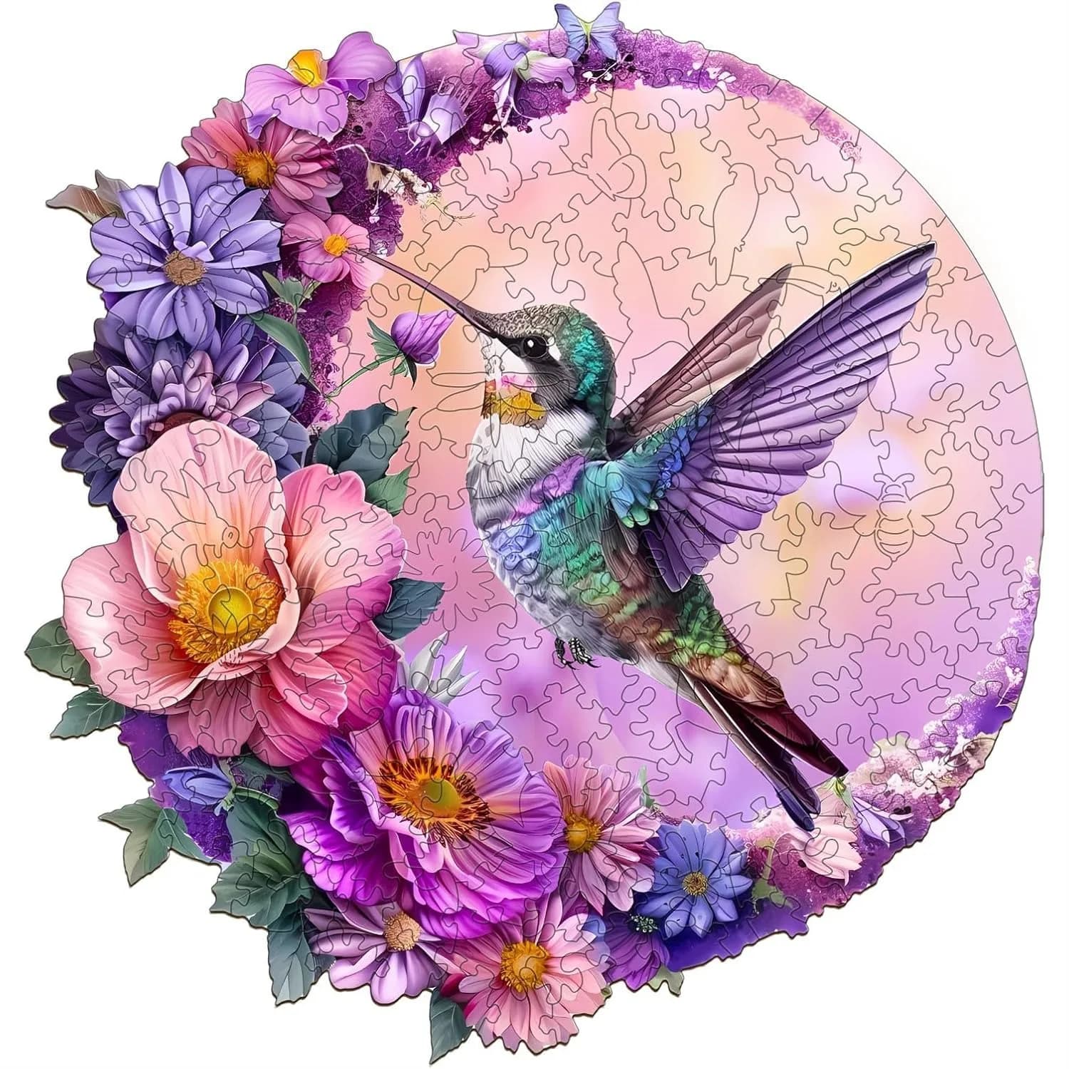 Puzzle in Legno per Adulti, Puzzle a Forma di Colibrì 100 Pezzi, Regalo Unico per Famiglia e Amici