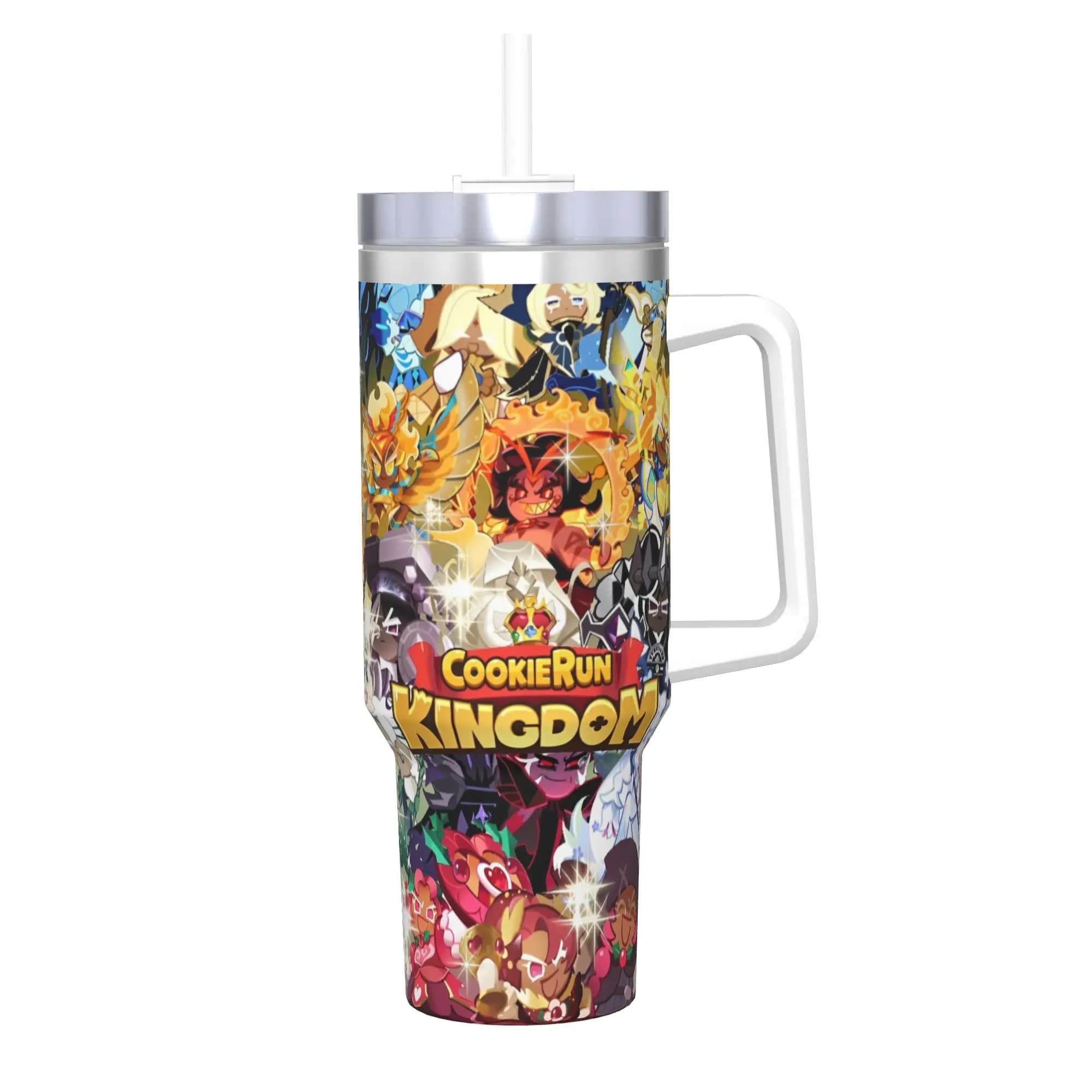 Tumbler Cookie Run Kingdoms con Cannuccia, Tazza in Acciaio Inox con Doppia Parete Isolata Sottovuoto per Bevande Fredde o Calde, 40 once