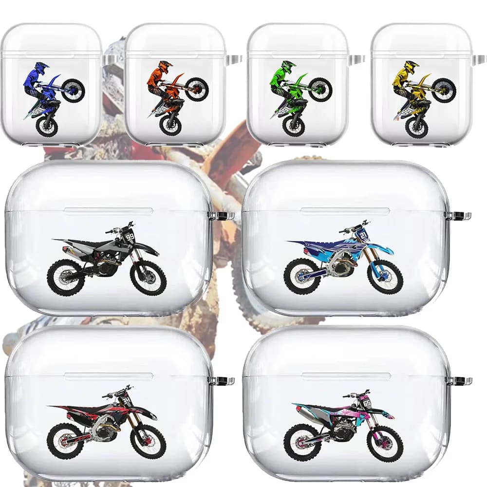 Moda Motocross Biker Dirt Bike Custodia per Airpods Pro 2 Sport Airpod Cover Box Airpods 1 2 3 Pro Air Pod Cover Couque