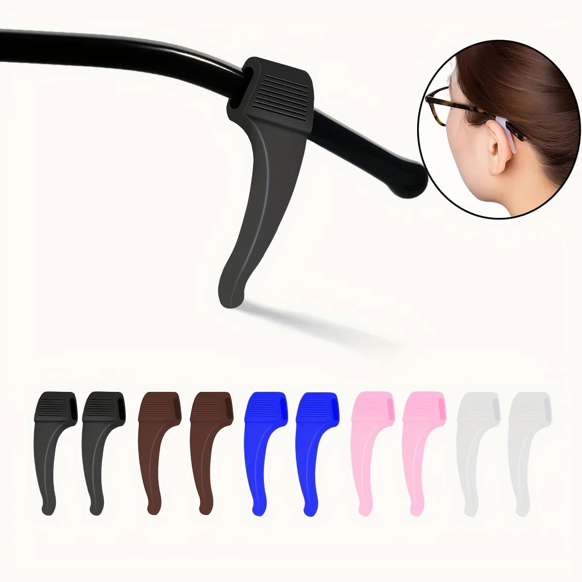 10 paia di stabilizzatori per occhiali antiscivolo in materiale silicone, adatti per occhiali da lettura, occhiali da sole, occhiali sportivi, unisex