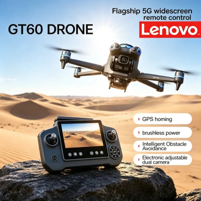 Lenovo GT60 GPS Drone With Screen Remote Brushless Full Obstacle Avoidance Airdrop 8K Dual Camera Foldable FPV Quadcopter