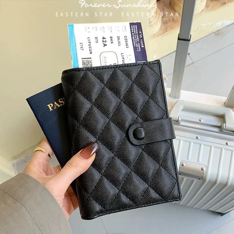 Portafoglio da viaggio con custodia per passaporto in pelle PU con fibbia magnetica Porta passaporto con blocco Rfid per famiglia