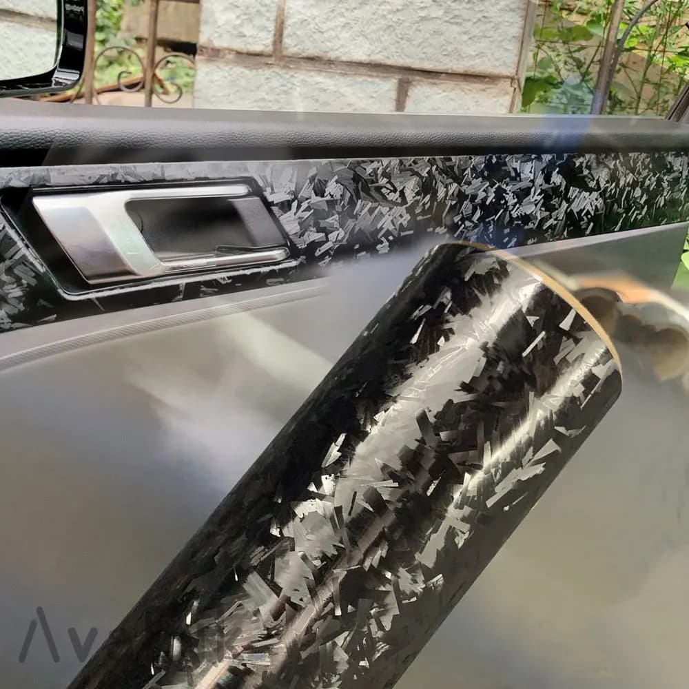 High-quality Matte Black Forged Carbon Fiber Vinyl Wrap Film PET With Air Release Self Adhesive DIY Car Motorcycle Bicycle Stick