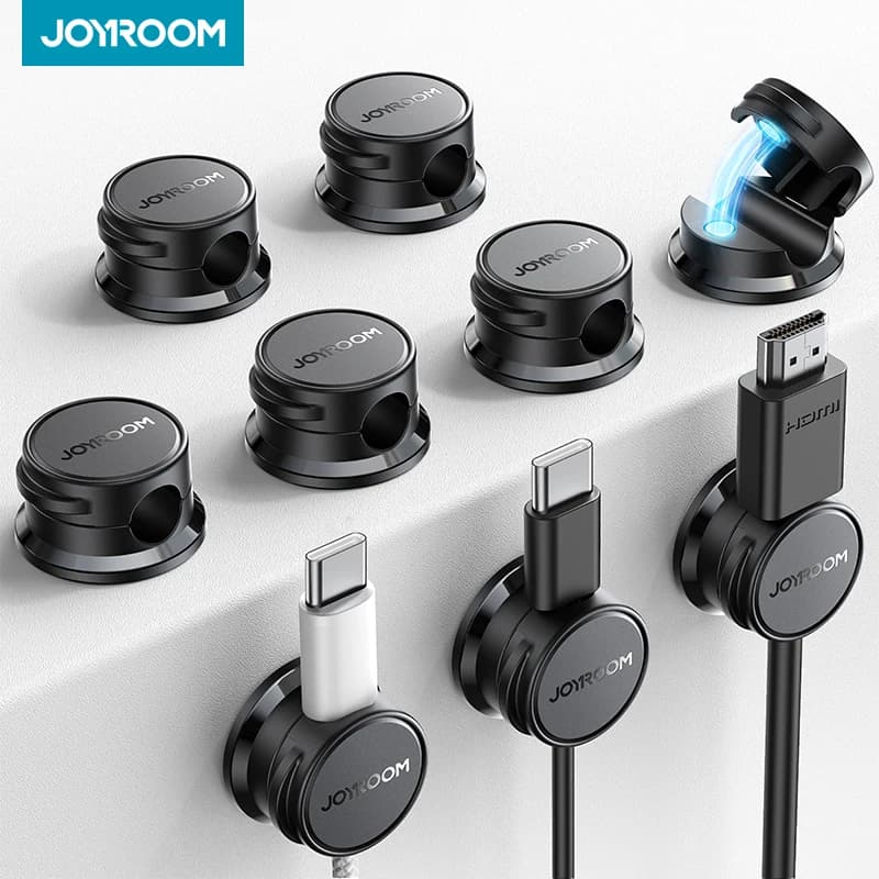 Joyroom 9 Pezzi Organizzatore di cavi per la gestione dei cavi Clip per cavi magnetici Supporto per cavi adesivo Keeper sotto la scrivania Hider JR-ZS468