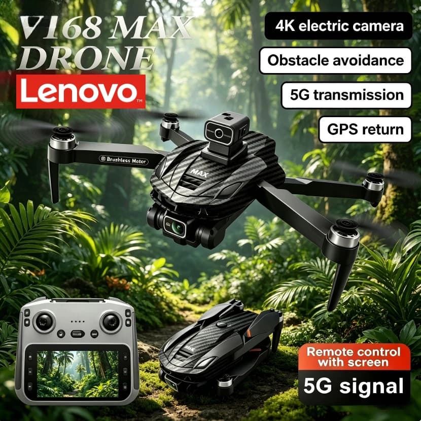 Drone Lenovo V168 MAX 8K HD 5G GPS with Brushless Motor, Long Ray, Waist Avoidance, Foldable RC Quadritter