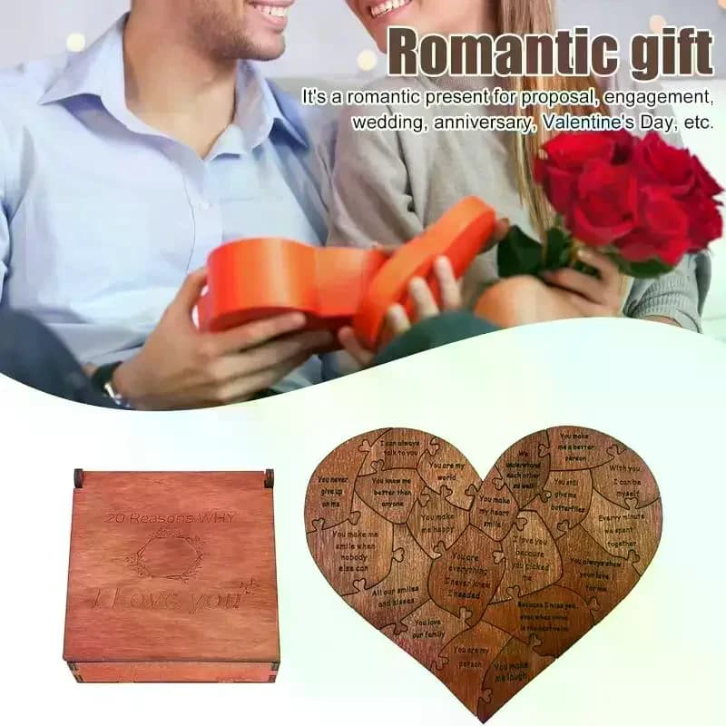 Puzzle '20 Motivi per cui ti amo' Inciso, Regalo d'Amore, Decorazione per la Casa, Regali Sentimentali Personalizzati per la Festa della Mamma e San Valentino