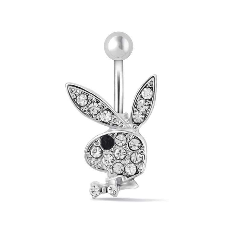 1pc Belly Button Rings Bunny Navel rings Rabbit Belly Rings for Women Gem stone Pink Blue Bunny Fake Belly Piercing Rin