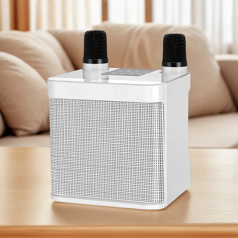 Macchina per Karaoke con 2 Microfoni Wireless, Altoparlante Karaoke Wireless con Supporto BT/USB/Scheda TF/Aux per Adulti e Bambini, Feste in Casa