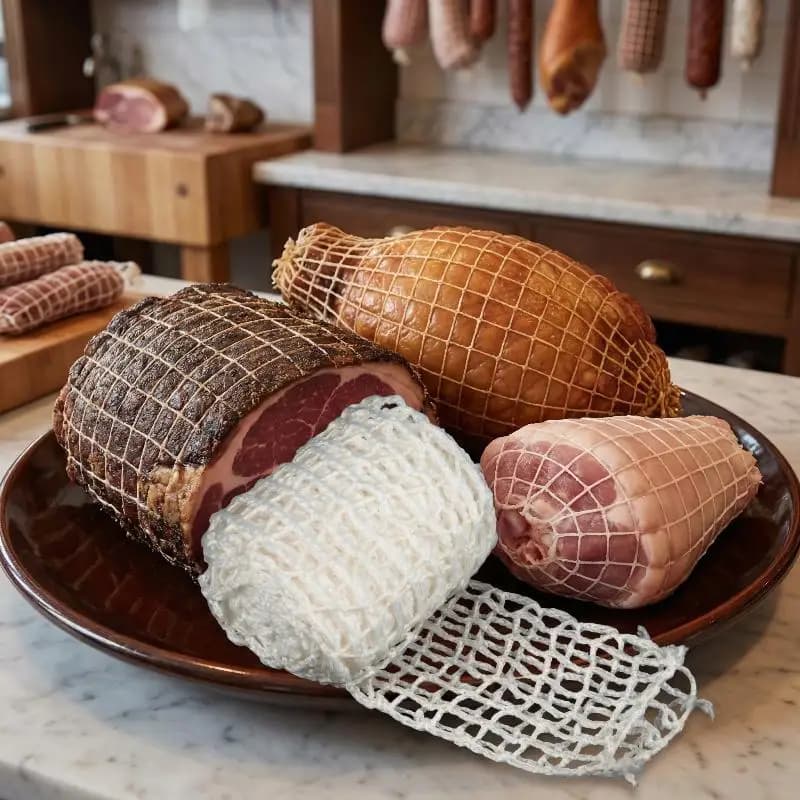Durable and extendable butcher's wire for meat, set of kitchen tools for sausages, ham and roast