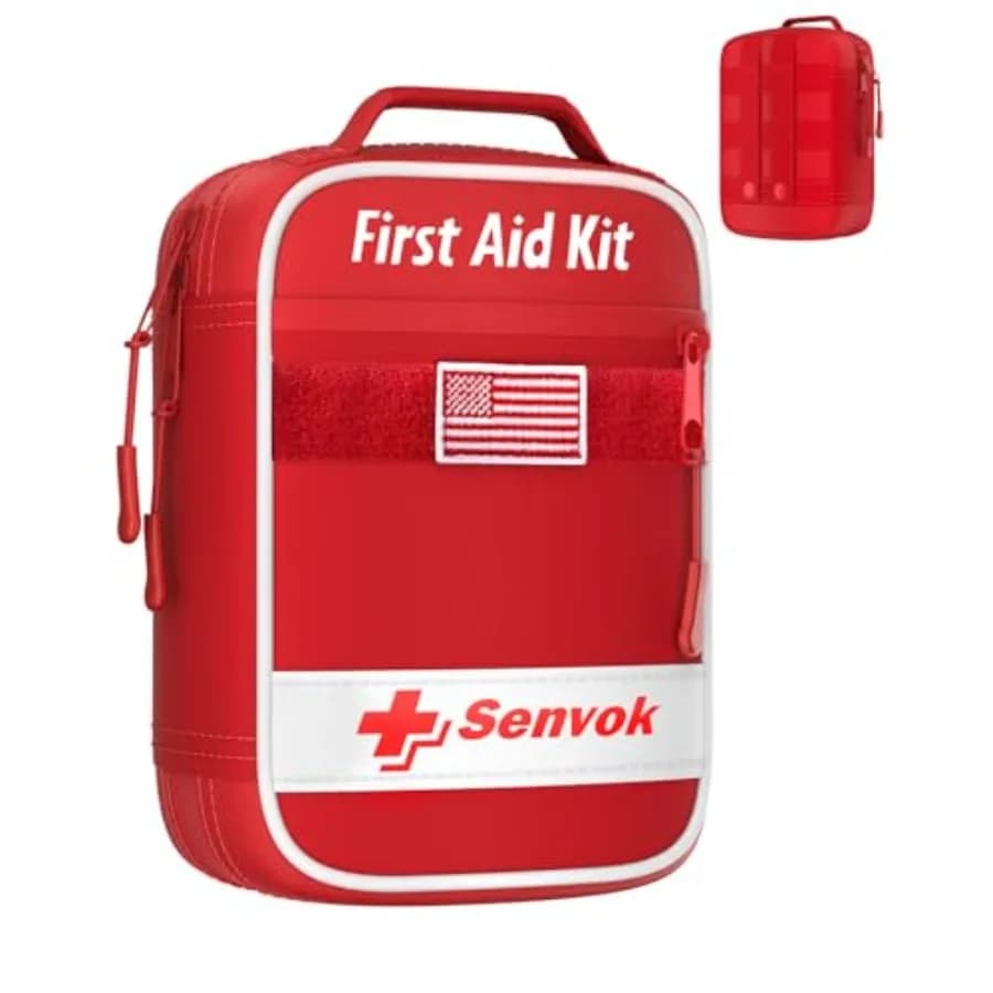Kit di Pronto Soccorso Senvok 121 Pezzi per Auto, Casa e Viaggio - Kit di Sopravvivenza d'Emergenza con Cuciture a Zip e Tasca Molle Pack