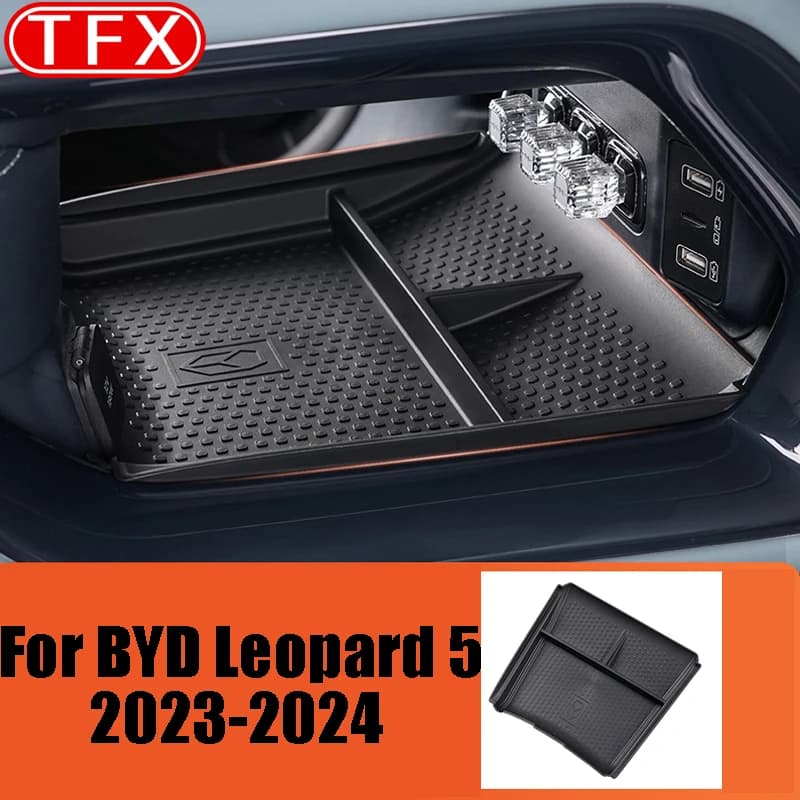 For BYD Leopard 5 2023-2024 Car Lower Center Storage Box Mat TPE Storage Box Car interior accessories protection mat