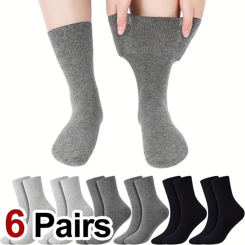 6 paia di calze per diabetici da uomo e da donna, primaverili ed estive, traspiranti, comode, senza stringere, super larghe, regalo ideale per gli anziani