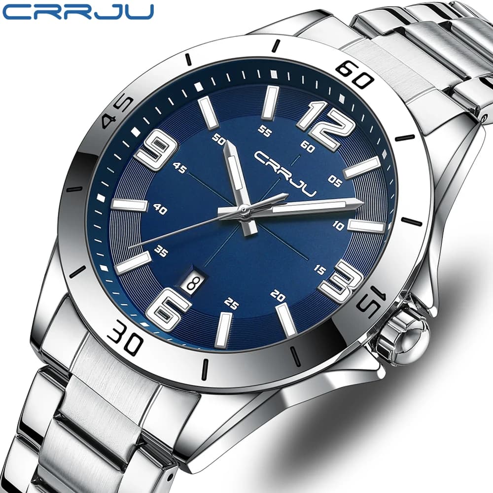 CRRJU Fashion New Men Watch orologio da polso di lusso al quarzo in acciaio inossidabile con data Business Casual Watch relogio masculino