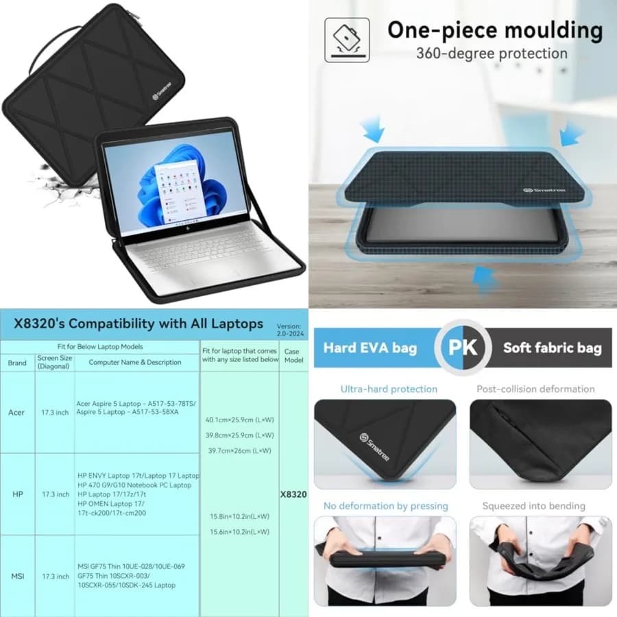 Custodia protettiva rigida in EVA compatibile con laptop Envy da 17,3 pollici 17t/17, OMEN 17, PC notebook HP 470 G9/G10, laptop HP 17/1