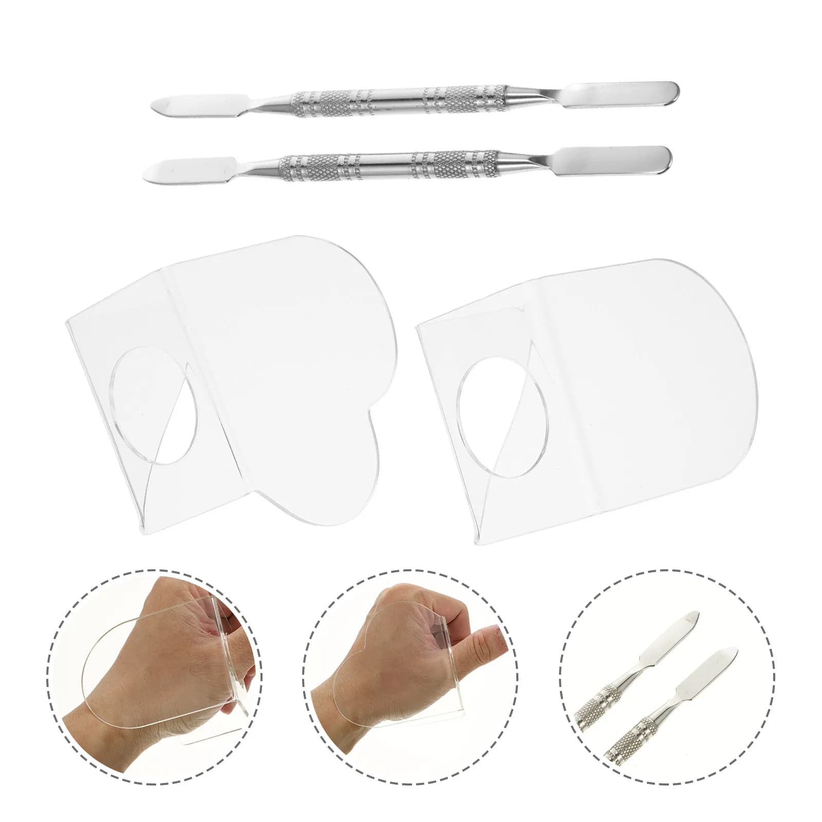 2 Set di Palette per Miscelazione Fondotinta Liquido in Acrilico con Design Curvo per Dita, per Truccatori, Nail Art Fai-da-Te, Anello per Forniture di Bellezza