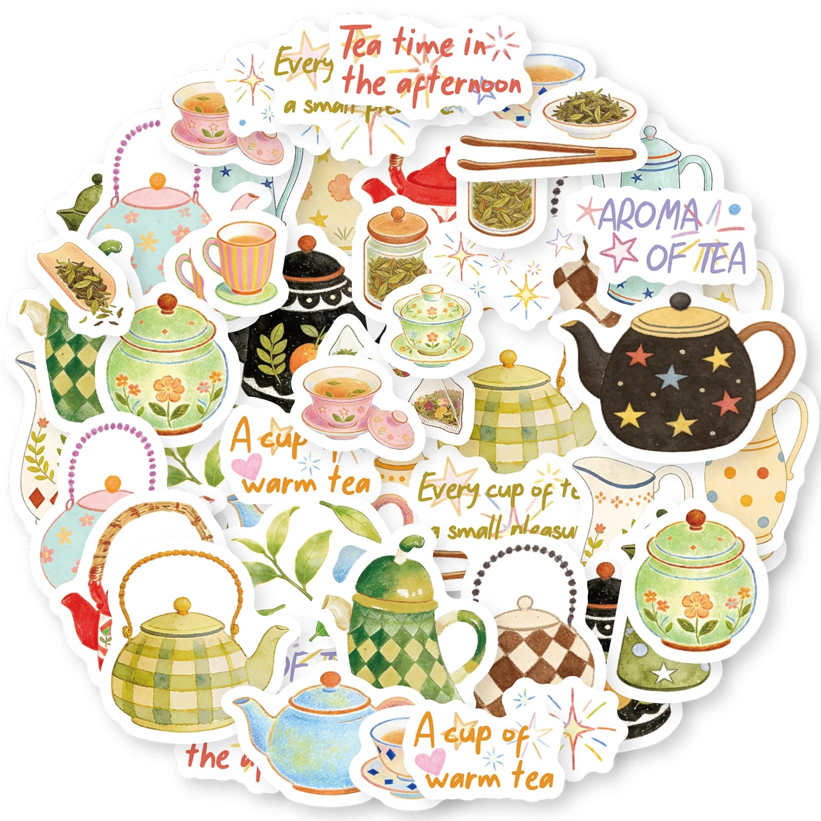 Etori Life Tea Pot and Tea Set Washi Tape 50Mm×2M Fresh Watercolor Afternoon Tea Tea Set Journal Decoration Tape Suitable for Laptops, Suitcases, Water Bottles, Diaries, Pencil Cases, Bicycles, Scrapbooking Supplies, Office Decoration Accessories, DIY Crafts, Art Aesthetics, Accounting Supplies, Envelopes and Cards, Baking Sealing, School Supplies, Back-To-School Season
