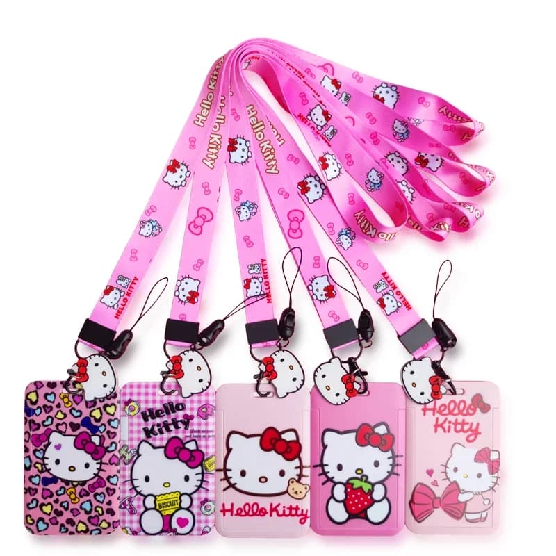 Hello Kitty Porta badge identificativo Cordino Clip retrattile Porta carte di credito Tracolla Porta carte per ragazze Portachiavi Bobina Yoyo