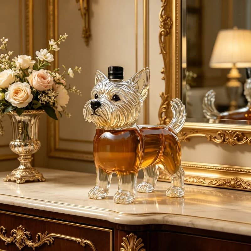 Decanter per Whisky a Forma di Cane West Highland Terrier, Bottiglia Trasparente a Forma di Animale per Whisky, Brandy, Vodka, Decorazione per Home Bar