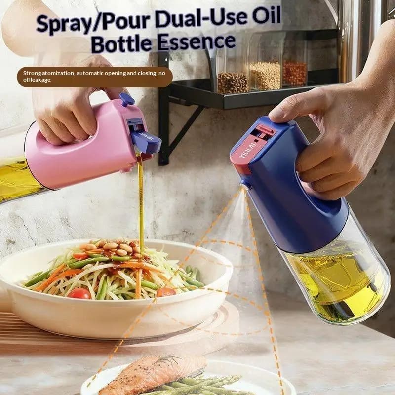 2-1 400ML Glass Oil Sprayer Dispenser Anti Leak Fine Mist Kitchen Edible Oil Spray Bottle For Kitchen Cooking Air Fryer Baking