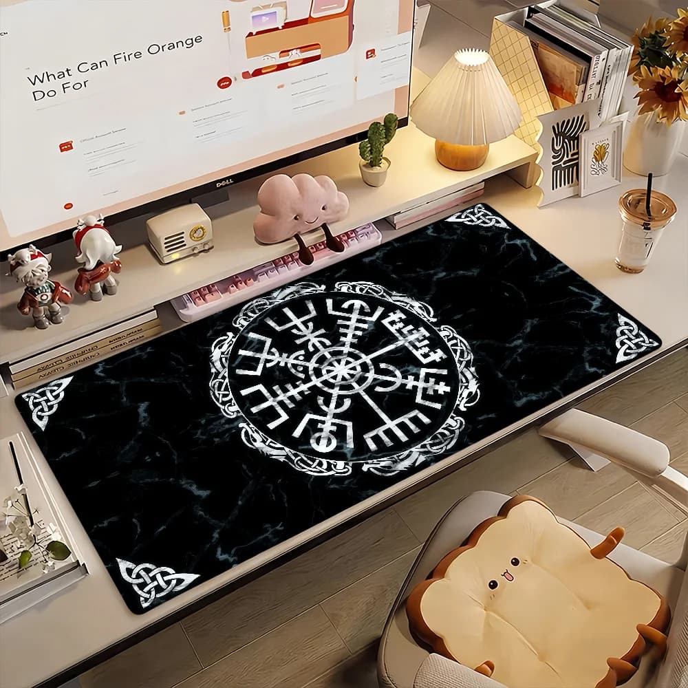 Tappetino per mouse Viking-Vegvisir, tappetino per computer in gomma antiscivolo, tappetino per computer Gamer Balance Decoracion, tappetino per laptop, ufficio, grande