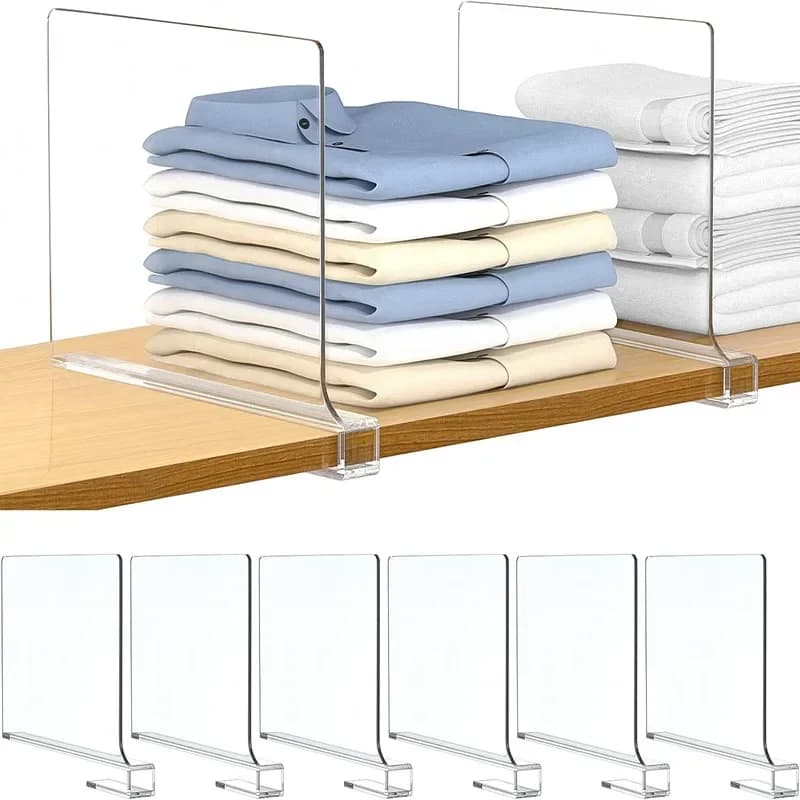 Divisori trasparenti per scaffali da armadio da 8/4/2 pezzi – Organizzatori trasparenti e salvaspazio per separare ordinatamente i vestiti