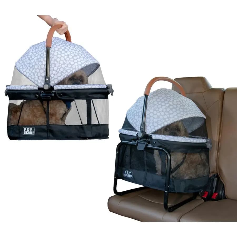 Gear NoZip View 360 Pet Carrier amp Car Seat with Booster Seat Frame for Small Dogs amp Cats, Mesh Ventilation, Push Button Entr