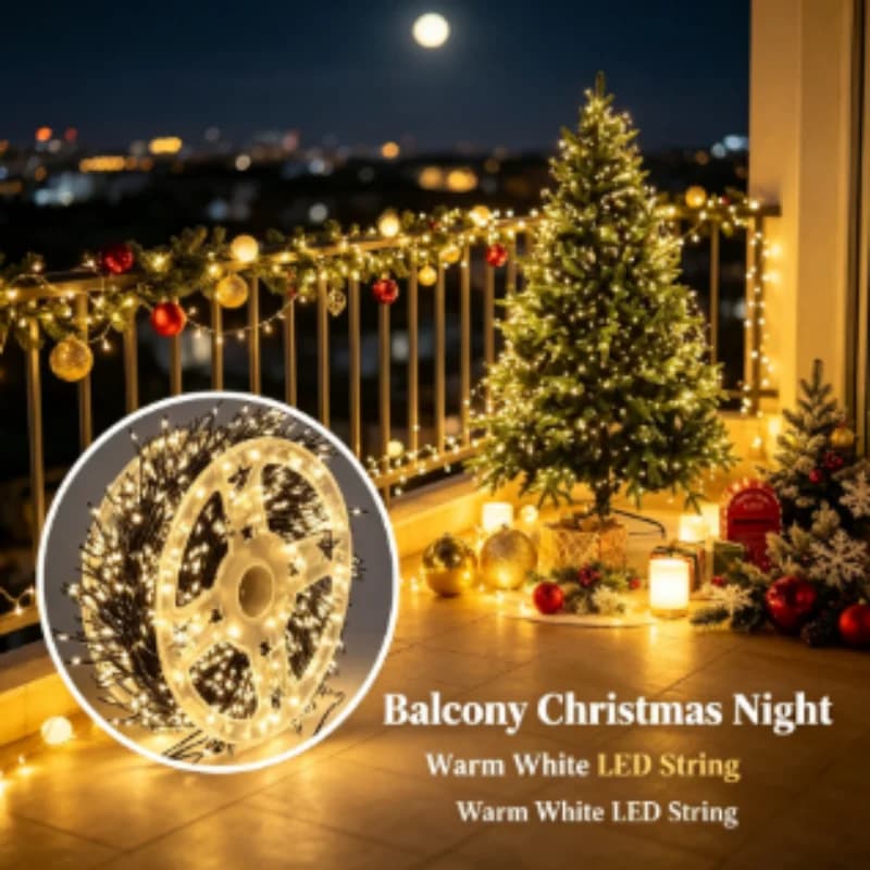 String Lights Lamps Green Wire LED Fairy Cluster for Outdoor Christmas Tree Garland New Year Street Party Wedding Decor