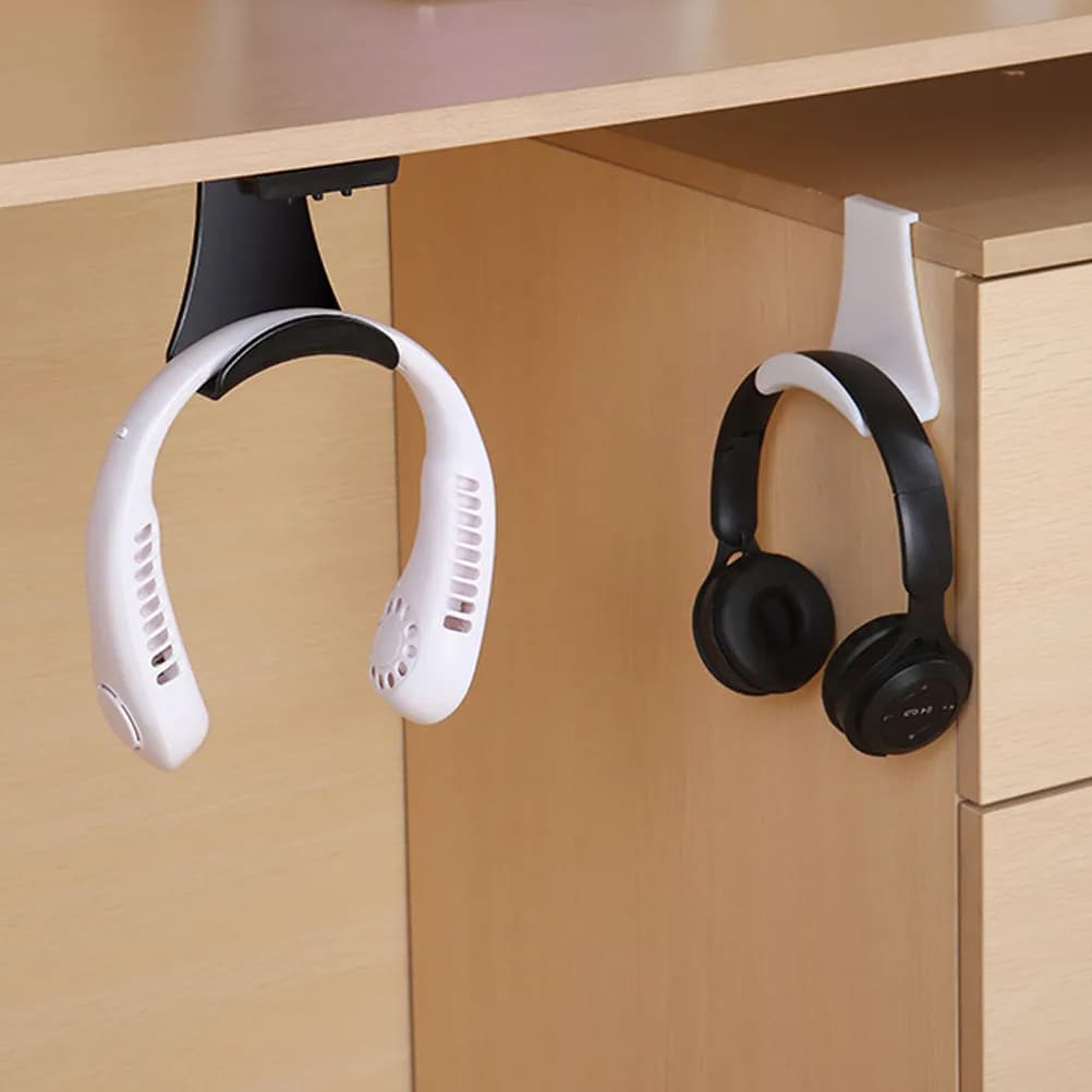 2Pcs Headphone Hanger Wall Mount Headset Holder for Gaming Desktop Organization Sturdy Hips Material Easy Stick-on Clean Desk