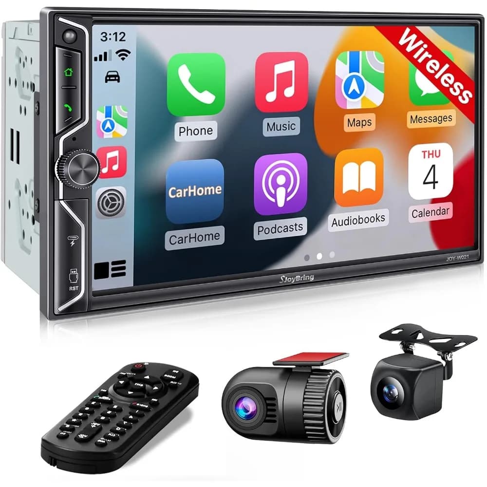 7" Car Stereo: QLED Screen, Dash Cam, Wireless Connectivity, Bluetooth, 240W Audio, MirrorLink, Backup Camera, AM/FM