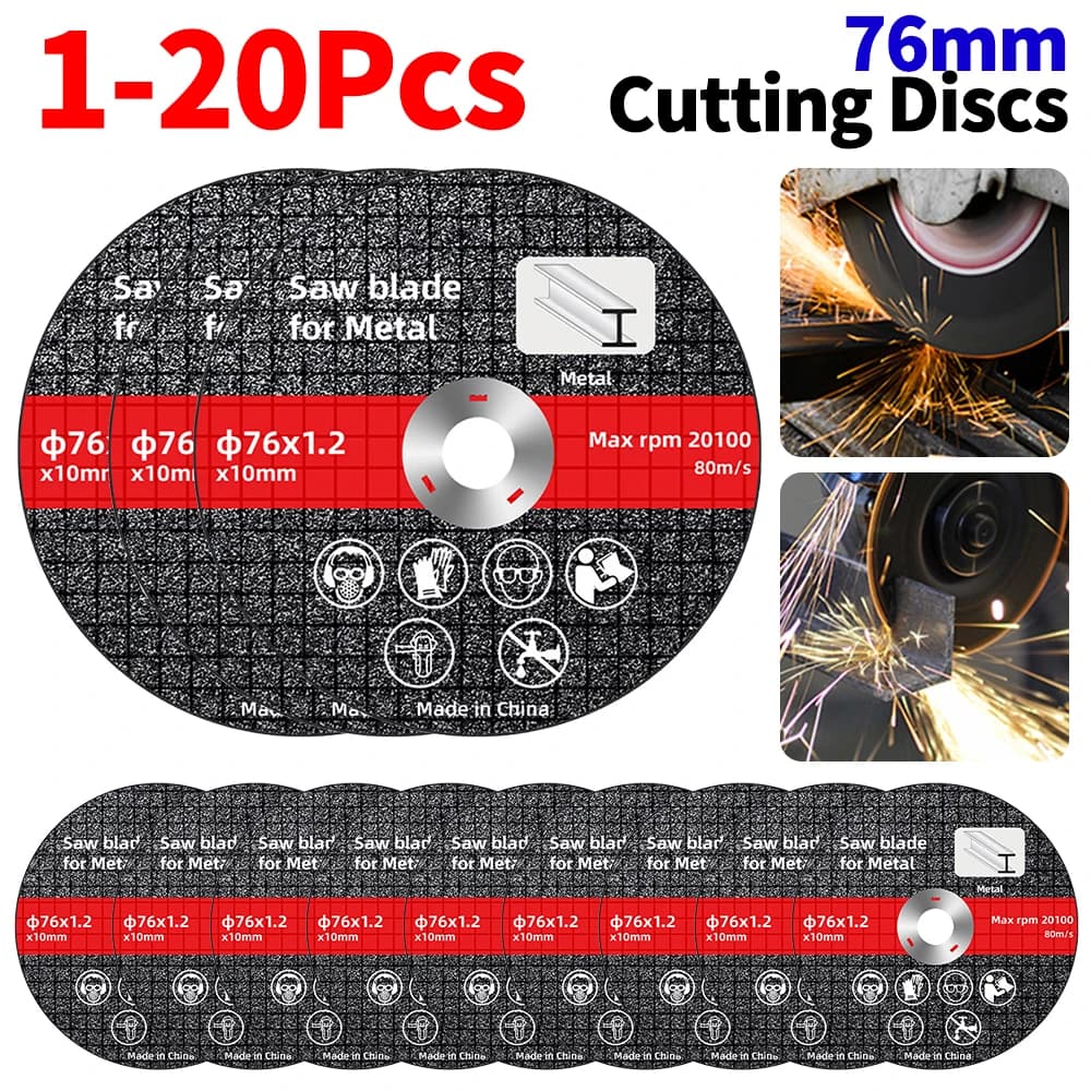 1-20 pz 76mm Cut Off Wheel Dischi da taglio in metallo 75mm Resistenza all'usura elettrica Cerchio Ruote Lame per smerigliatrice angolare Accessori
