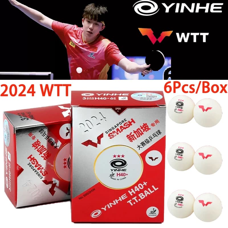 WTT Singapore Match Ball YINHE 3Stars Table Tennis Balls Better Elasticity With Seam H40 + New Material Ping Pong Ball 6Pcs/Box