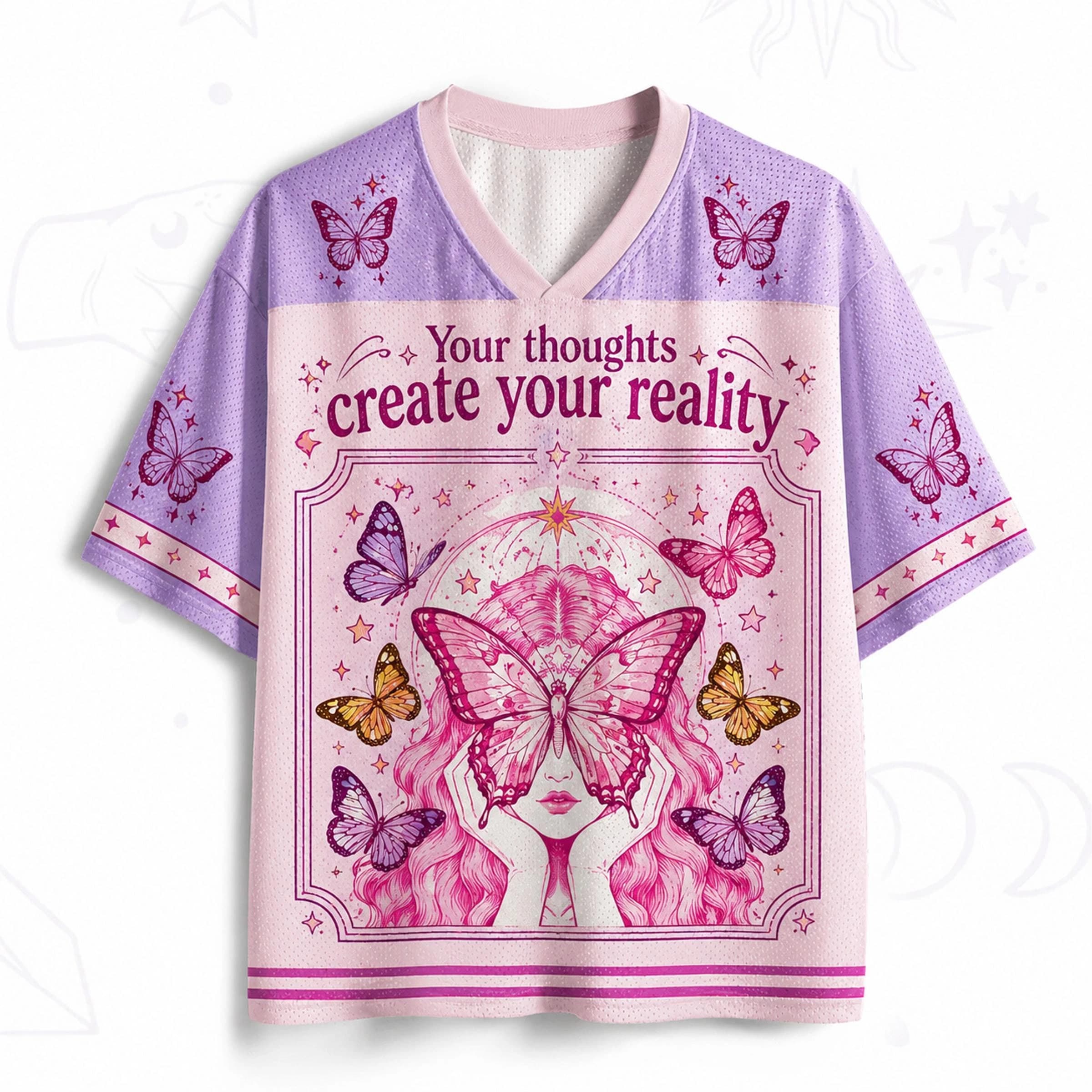 Summer Fashion Trendy Pink Butterfly Inspirational 3D Printing Quick Drying Outdoor Street Style Casual V-neck T-shirt Large