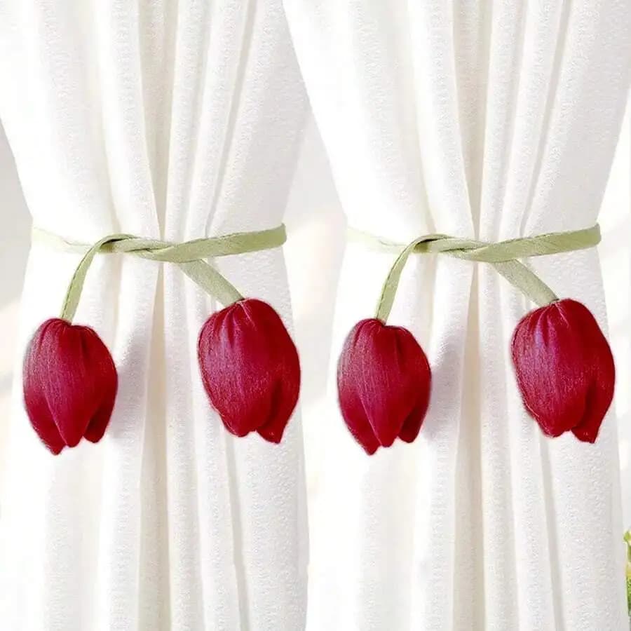 2pcs Creative Elegant Minimalist Floral Curtain Tie Backs, Tulip Flower Design Curtain Tiebacks, Curtain Ropes, Decorations,