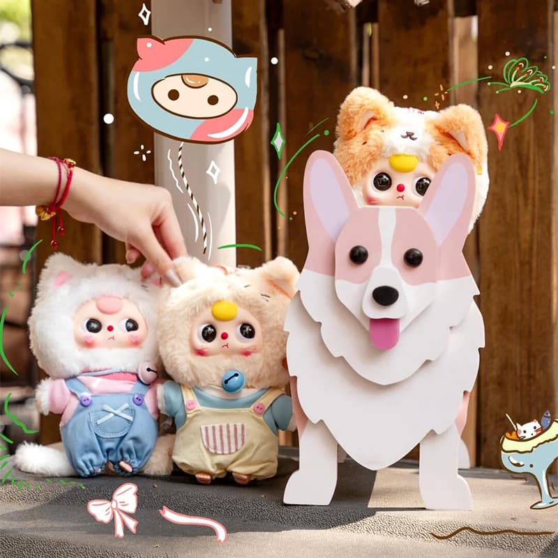 Baby Three Kitten Wardrobe Series Plush Vinyl Blind Box Kawaii Pendant Mystery Box Doll Anime Figure Decoration Suprise Toy Gift