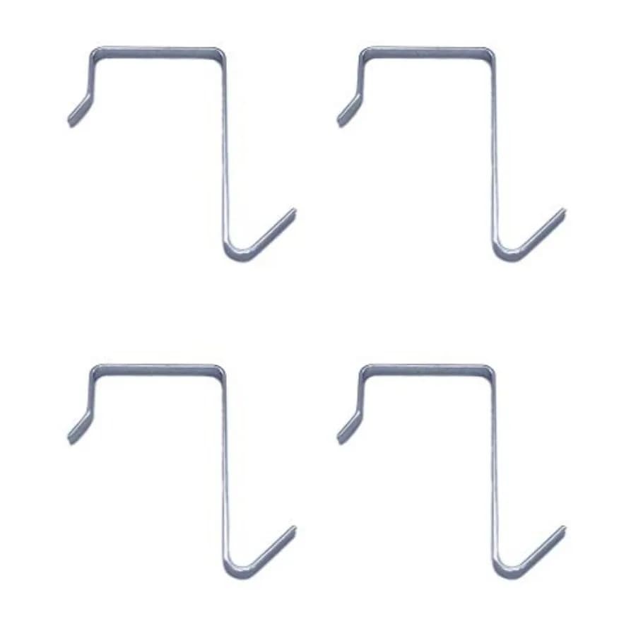 Over the Door Hanger Hook 4 Pack Silver Pocket Chart Hanging Hooks Metal Space Saving Organizer for Coat Towel Bag Robe Clothes