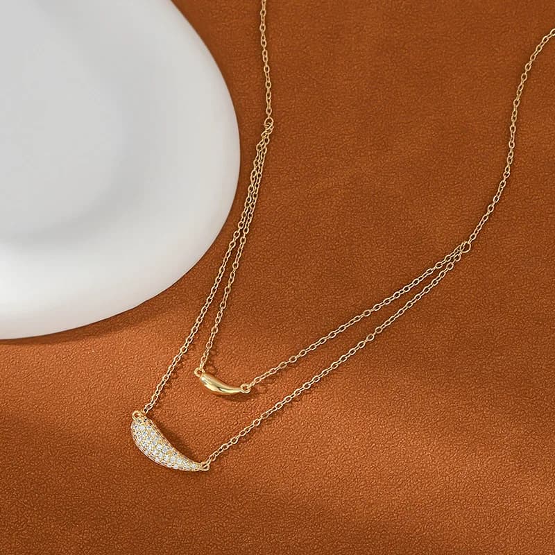 Nuova collana in argento sterling 925 con zirconi a doppio strato: girocollo minimalista - regalo di compleanno perfetto per le donne, gioielli squisiti