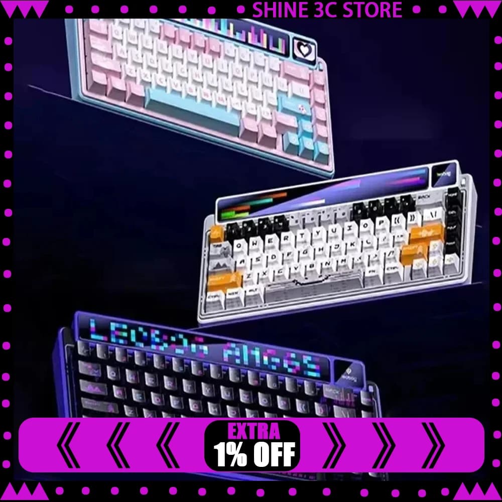 LEOBOG AMG65 Mechanical Keyboard With TFT LED Screen 3mode RGB Hot Swap Gaming Keyboard Custom Computer Gamer Accessories Gifts