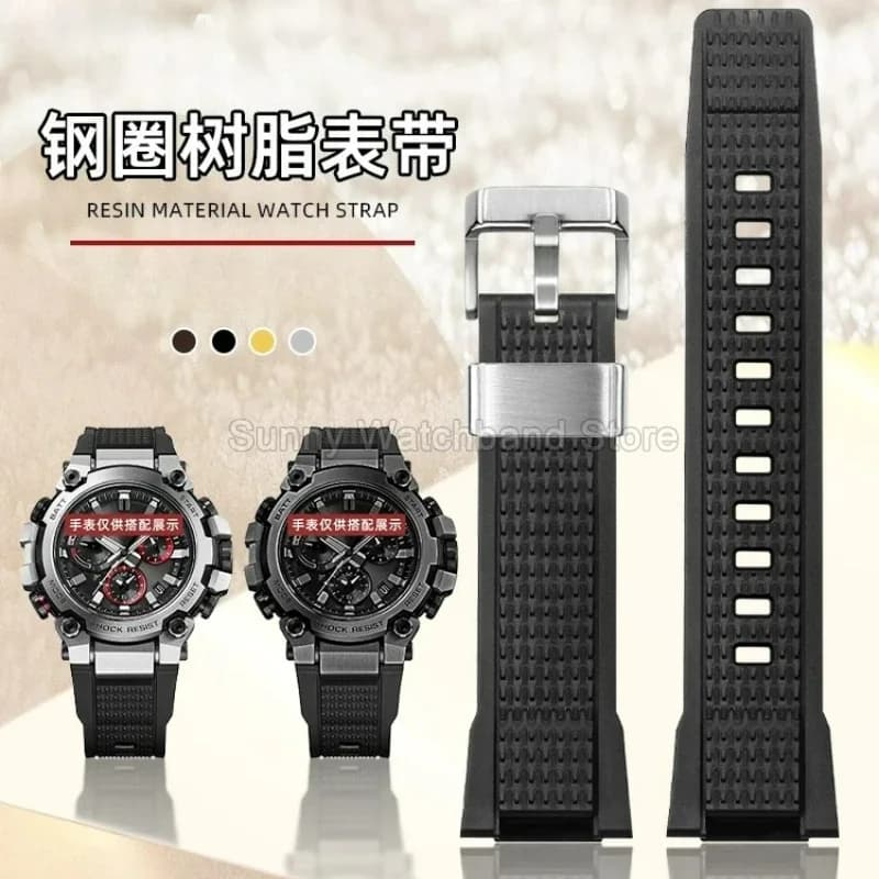 Cinturino per orologio in resina con design speciale con interfaccia concava per Casio G-SHOCK Serie MTG-B3000 Bracciale in silicone morbido e confortevole Nero
