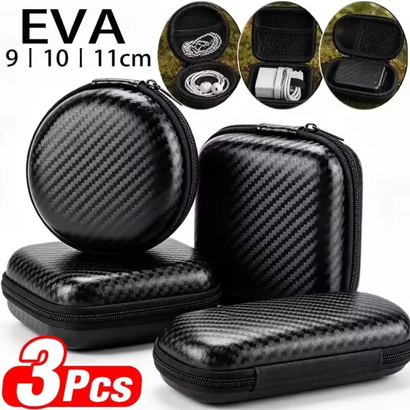 EVA Hard Shell Waterproof Cable Charger Organizer Bags Case Shockproof Earphone Carrying Case Zipper Pouch Headphone Storage Box