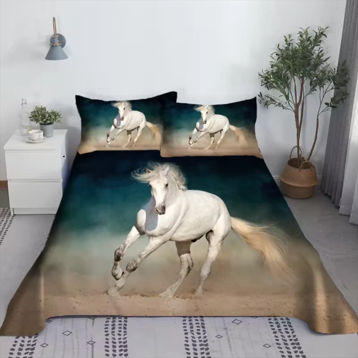 Set lenzuola tigre o cavallo Lenzuolo piatto in poliestere con stampa digitale con biancheria da letto con stampa federa