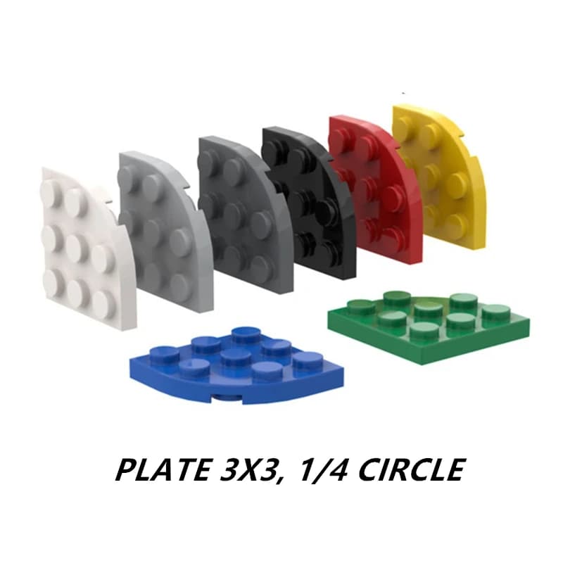 20 Pezzi Piastre 3x3, 1/4 Cerchio Compatibili 30357, Mattoncini Autobloccanti Rotondi e Angolari, Accessori per Costruzioni