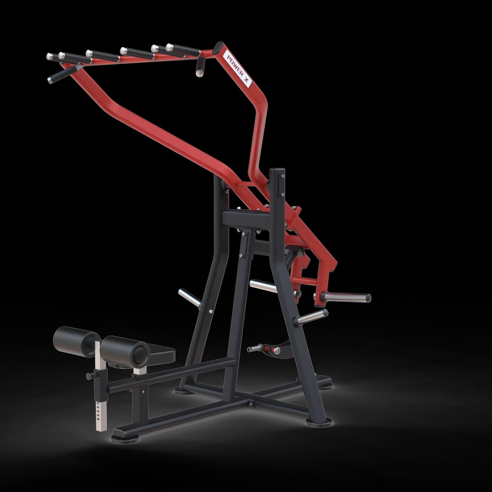 New Lat Pull Machine scissors set complete with gym equipment loaded with weight lifting exercise plate for commercial use
