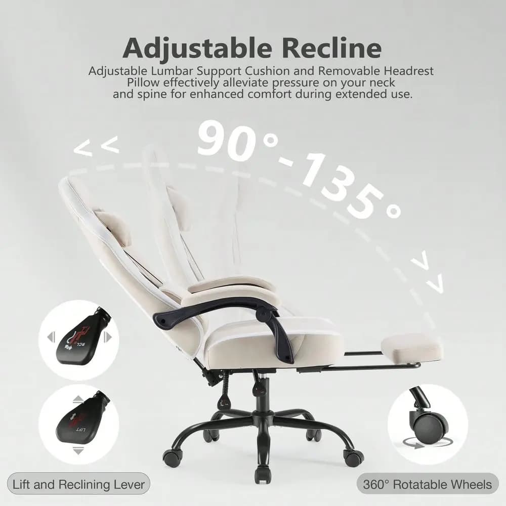 Sedia da Gaming Ergonomica con Schienale Alto, Poggiapiedi e Supporto Lombare, Sedia da Ufficio Regolabile in Altezza con Meccanismo Linkage