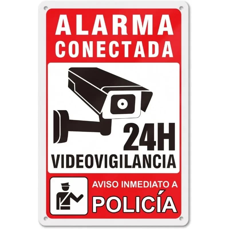 Targa in Metallo per Videosorveglianza 24 Ore su 24, Segnale di Avvertimento di Sicurezza, Decorazione per Esterni, Man Cave, Hotel, Casa, Arredo Murale