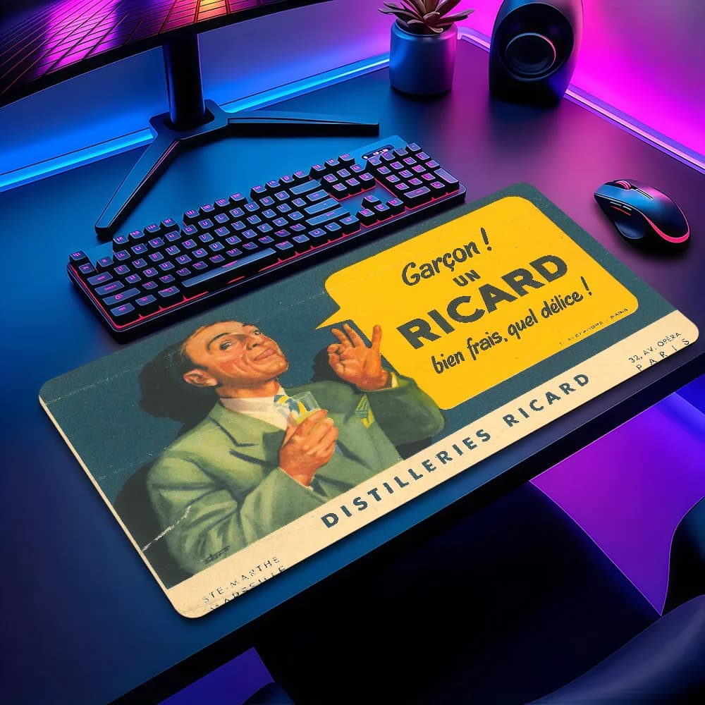 Tappetino per mouse R-Ricard Drink giallo, antiscivolo, ispessito, grande, con bordo sigillato, per ufficio, studenti e gaming