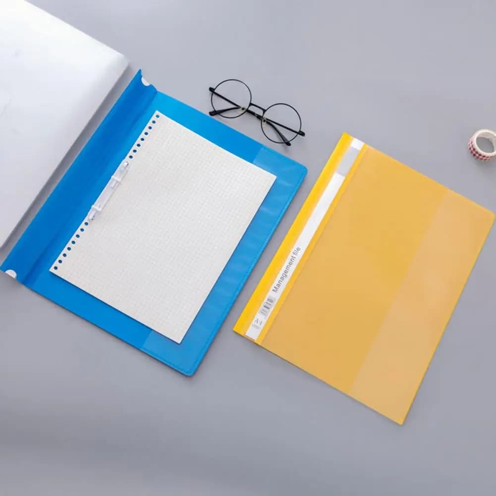 Plastic File Folders A4 Display Folders 12pcs A4 File Folders with Punch-hole Binders Movable Index Cards Organizer for Office