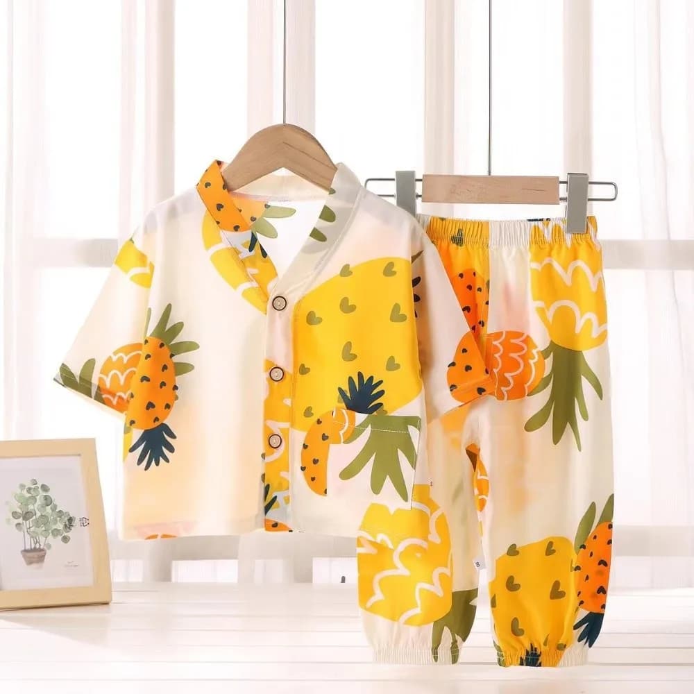 Vacation Style Leisure Wear Kids Clothing Sets Thin Print Sleepwear Pajamas Soft Short Sleeve Shirt+Short Sets Boy